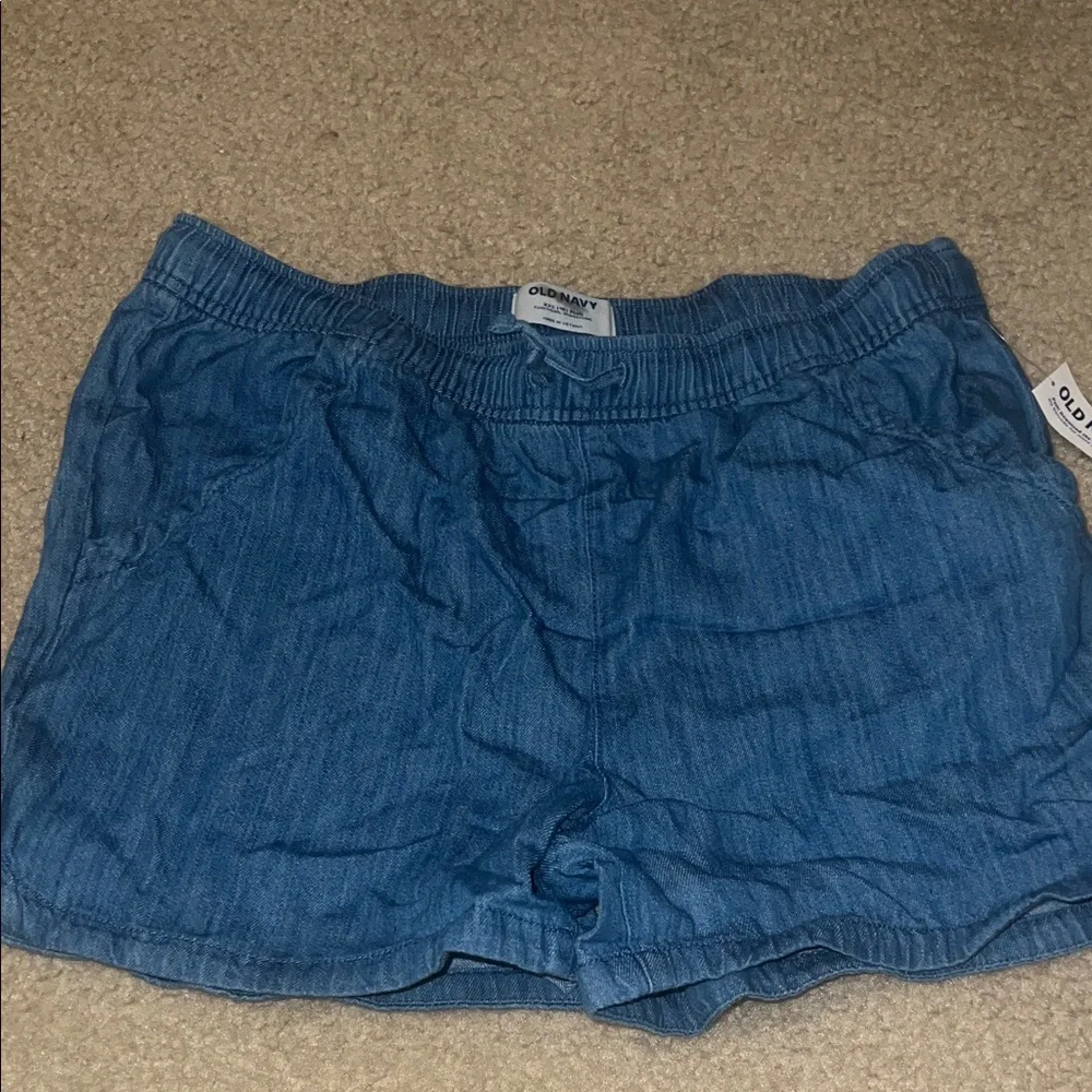 Old Navy Blue Chambray Elastic-Waist Women's Shorts
